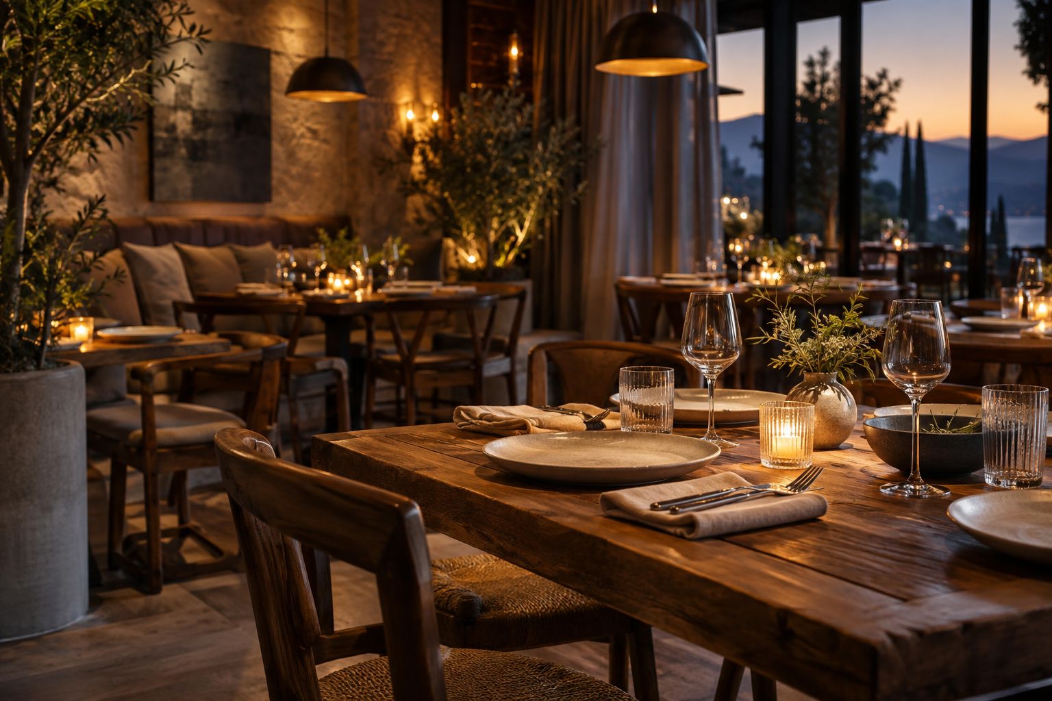 Dining room by candlelight