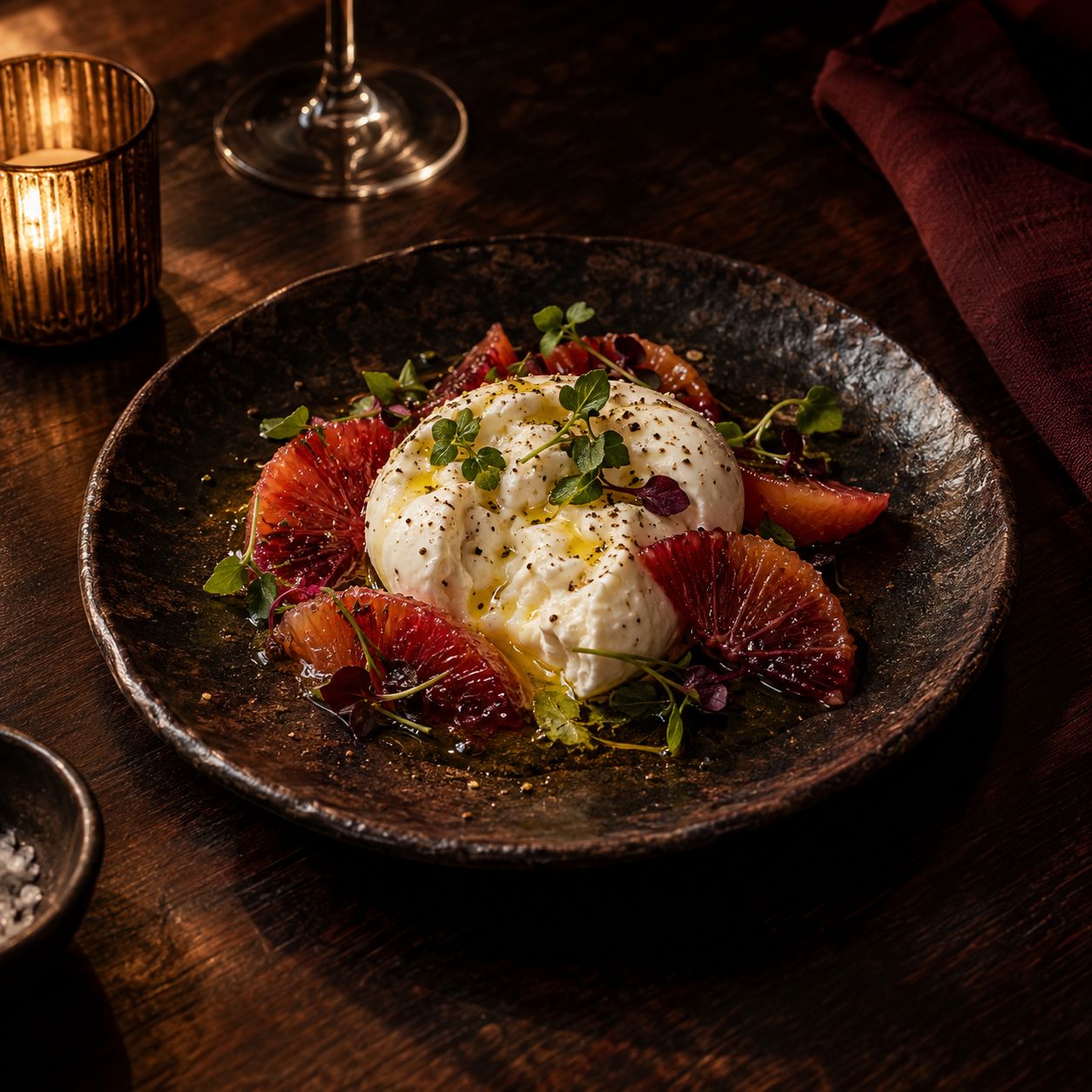 Burrata with blood orange