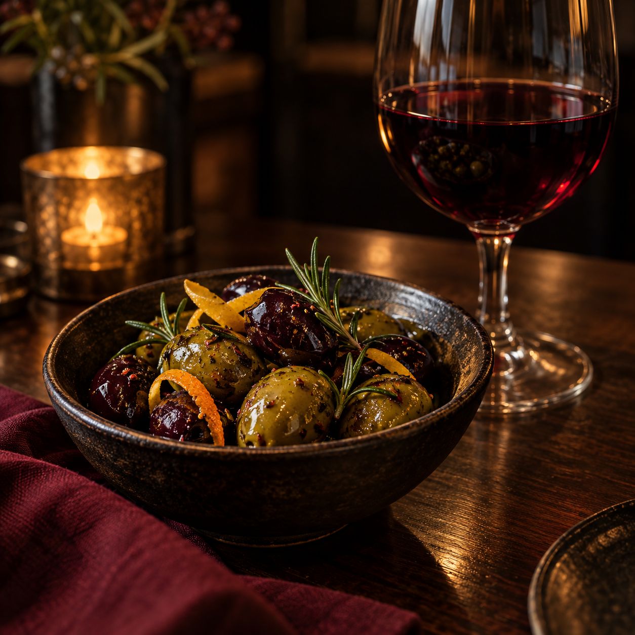 Warm olives with citrus